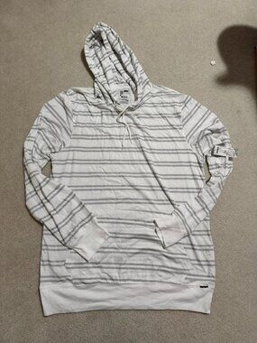 NWT: On the Byas white and grey striped hoodie top in XL